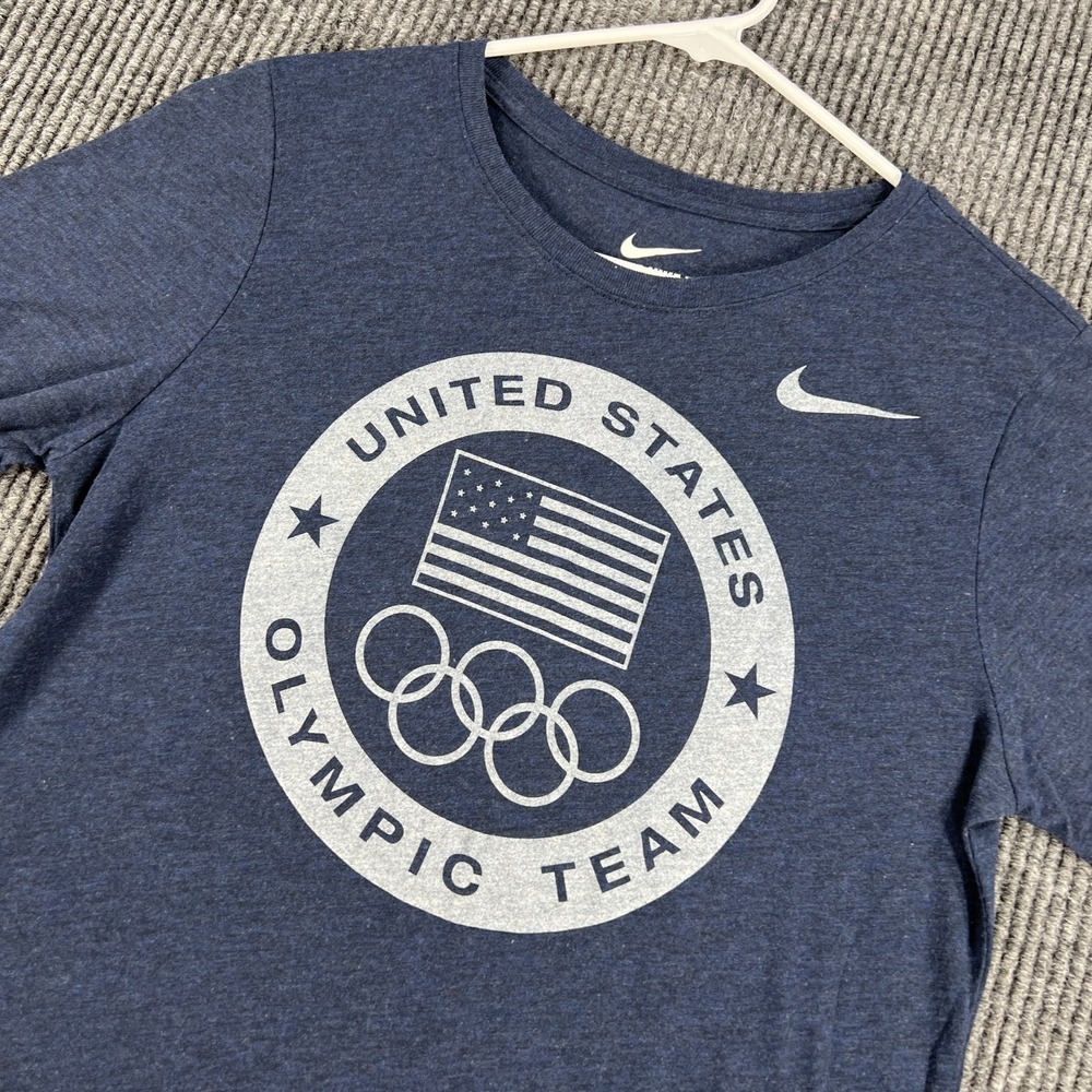 Nike Tee Womens Medium Blue Short Sleeve Dri Fit USA Olympic Team Active‎